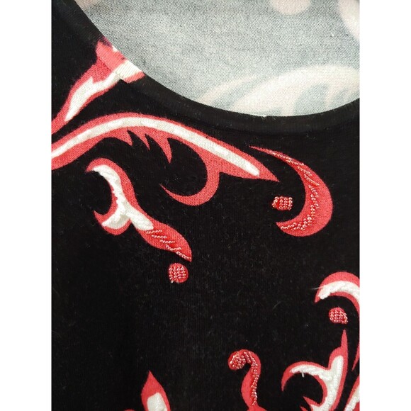 Pierre New York Womens Sweater Top 2X Floral Paisley Black Pink Pullover - Picture 3 of 8